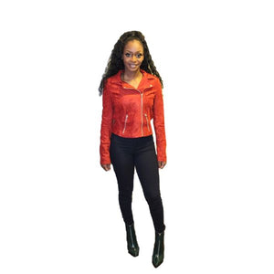 Rust Suede Moto Jacket