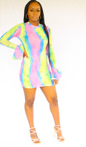 Mesh Mushroom Sleeve Dress
